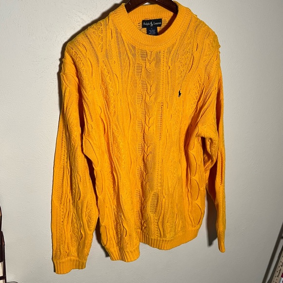 Vintage 1990s Ralph Lauren “Coogi Style” Yellow Sweater Jumper Men’s Large - Picture 2 of 5